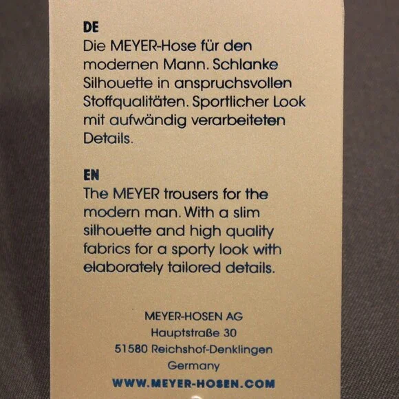 Meyer NWT Dress Pants Size 110 Tall (40 US) Bonn In Brown Wool Blend